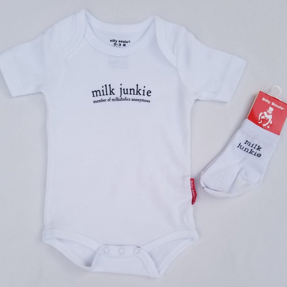 Silly Souls Milk Junkie Onsie & Sock Set